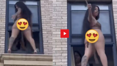 Watch video Hick Shaking Her Big Booty On A Window Sill