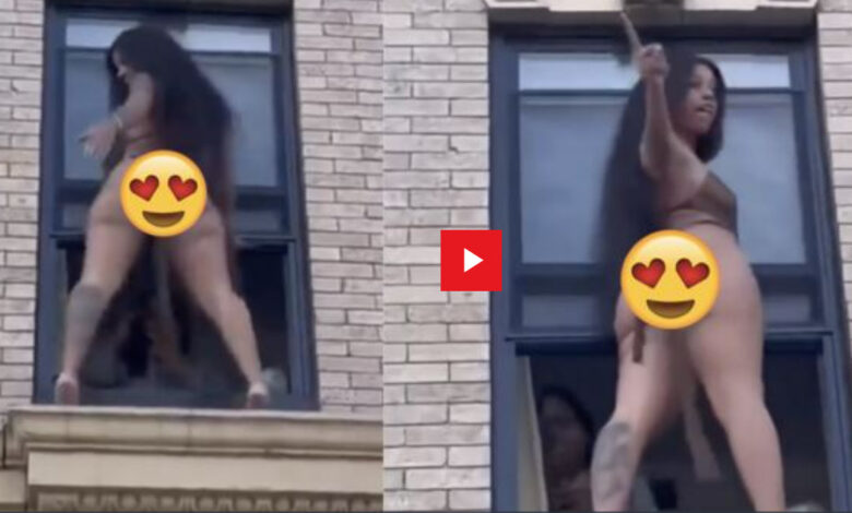 Watch video Hick Shaking Her Big Booty On A Window Sill